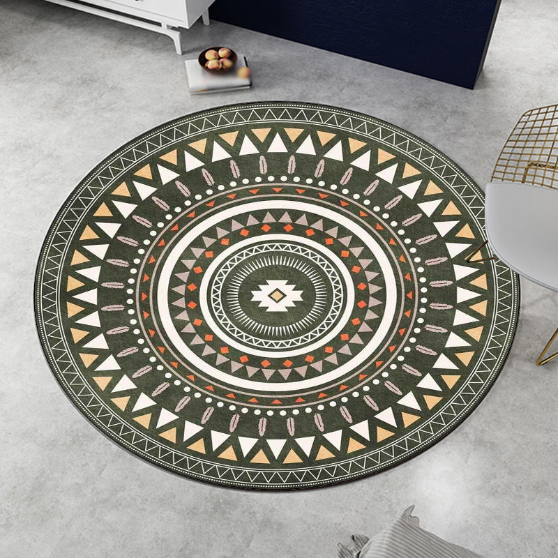 Vintage Concentric Circles Pattern Rug Blue and Green Tribal Rug Polyester Washable Anti-Slip Backing Area Rug for Living Room Clearhalo 'Area Rug' 'Rugs' 'Southwestern' Rug' 1613719
