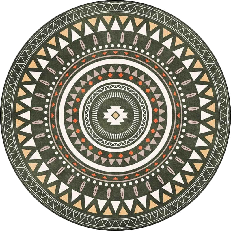 Vintage Concentric Circles Pattern Rug Blue and Green Tribal Rug Polyester Washable Anti-Slip Backing Area Rug for Living Room Clearhalo 'Area Rug' 'Rugs' 'Southwestern' Rug' 1613720