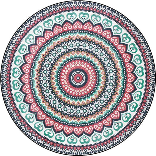 Red and Green Southwestern Rug Polyester Concentric Circles Pattern Rug Washable Non-Slip Backing Carpet for Living Room Clearhalo 'Area Rug' 'Rugs' 'Southwestern' Rug' 1613736