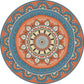 Americana Concentric Circles Pattern Rug with Floral Orange and Blue Polyester Rug Machine Washable Non-Slip Area Rug for Bedroom Clearhalo 'Area Rug' 'Rugs' 'Southwestern' Rug' 1613760