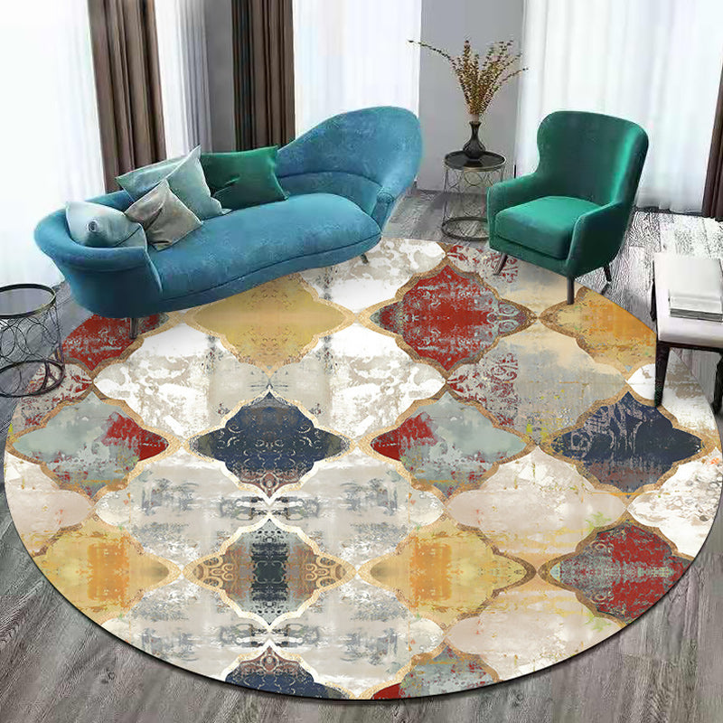 Persian Azulejo Pattern Rug Red and White Polyester Rug Machine Washable Non-Slip Area Rug for Bedroom Clearhalo 'Area Rug' 'Moroccan' 'Rugs' Rug' 1613767