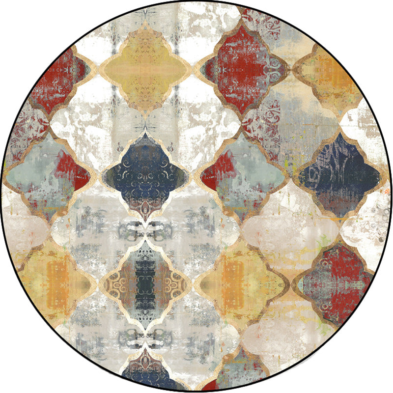 Persian Azulejo Pattern Rug Red and White Polyester Rug Machine Washable Non-Slip Area Rug for Bedroom Clearhalo 'Area Rug' 'Moroccan' 'Rugs' Rug' 1613768