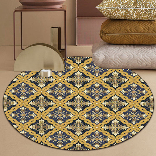 Yellow Moroccan Rug Polyester Azulejo and Floral Print Rug Washable Non-Slip Backing Carpet for Living Room Clearhalo 'Area Rug' 'Moroccan' 'Rugs' Rug' 1613775