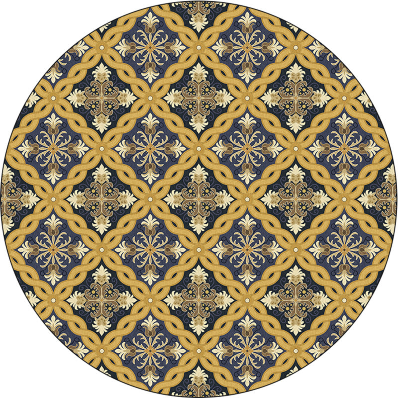 Yellow Moroccan Rug Polyester Azulejo and Floral Print Rug Washable Non-Slip Backing Carpet for Living Room Clearhalo 'Area Rug' 'Moroccan' 'Rugs' Rug' 1613776