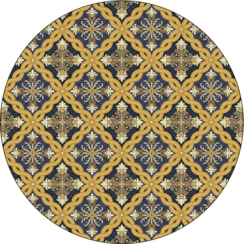 Yellow Moroccan Rug Polyester Azulejo and Floral Print Rug Washable Non-Slip Backing Carpet for Living Room Clearhalo 'Area Rug' 'Moroccan' 'Rugs' Rug' 1613776