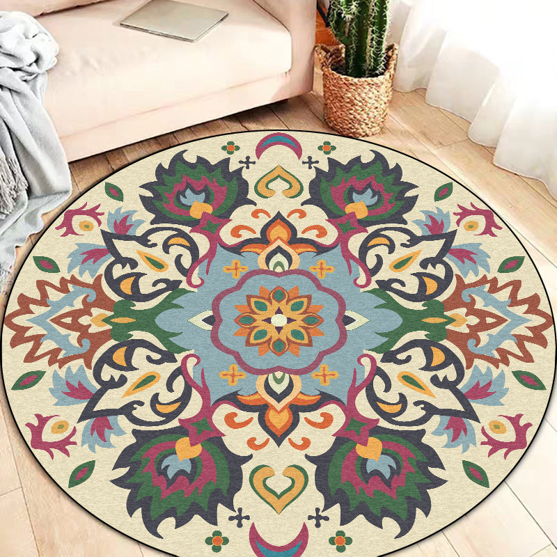 Persian Floral Pattern Rug Yellow and Green Polyester Rug Machine Washable Non-Slip Area Rug for Bedroom Clearhalo 'Area Rug' 'Moroccan' 'Rugs' Rug' 1613791