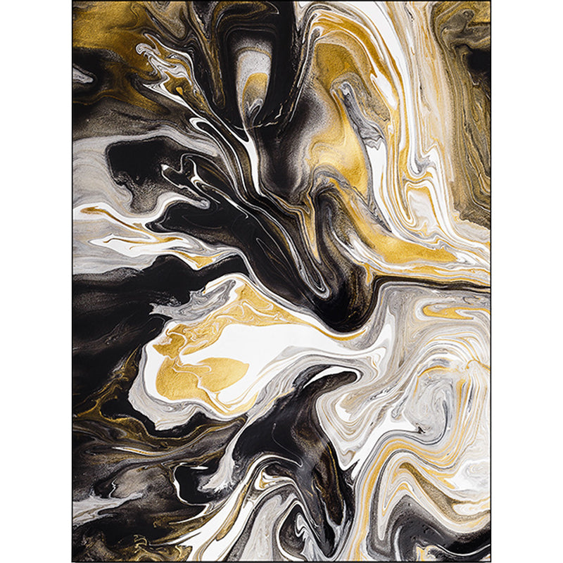 Black and Yellow Bedroom Rug Modern Abstract Marble Pattern Area Rug Polyester Stain-Resistant Washable Carpet Clearhalo 'Area Rug' 'Modern' 'Rugs' Rug' 1613832