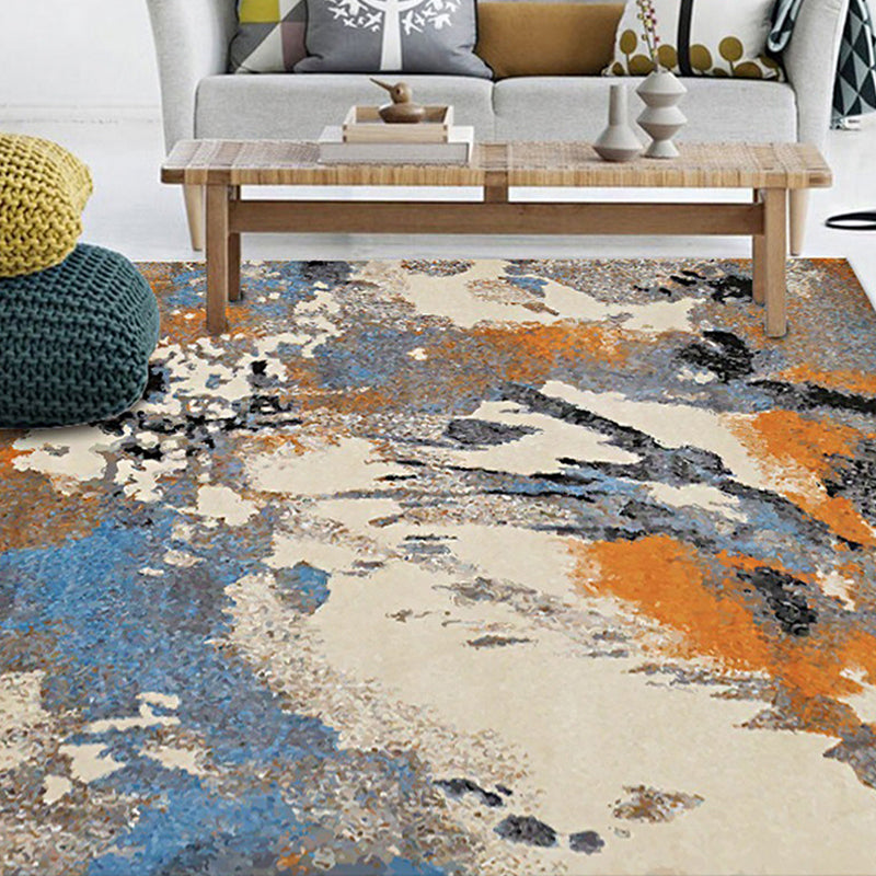 Minimalist Modern Rug in Orange and Ivory Abstract Aquarelle Pattern Rug Polyester Washable Carpet for Home Decoration Clearhalo 'Area Rug' 'Modern' 'Rugs' Rug' 1613855