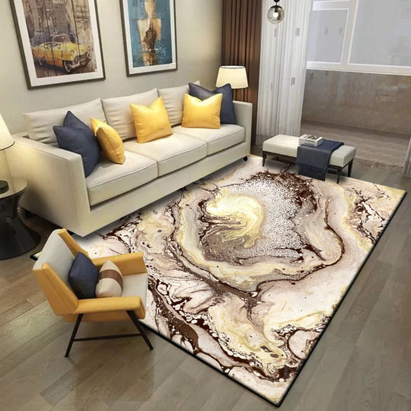 Brown Bedroom Rug Modern Abstract Stone Sand Pattern Area Rug Polyester Machine Washable Carpet Clearhalo 'Area Rug' 'Modern' 'Rugs' Rug' 1613871