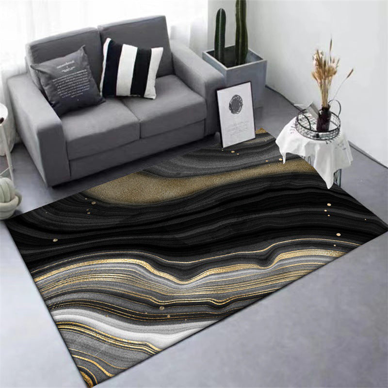 Novelty Modern Rug in Black and Gold Abstract Stone Grain Pattern Rug Polyester Washable Carpet for Home Decoration Clearhalo 'Area Rug' 'Modern' 'Rugs' Rug' 1613879