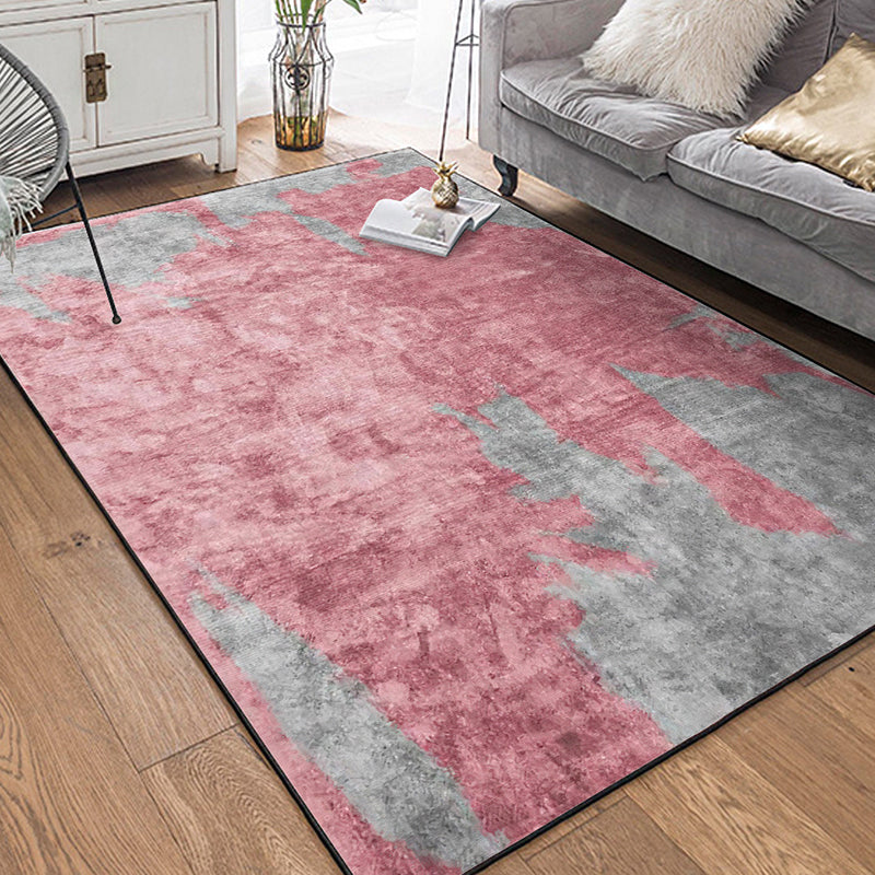 Contemporary Modern Rug in Pink and Grey Abstract Painting Pattern Rug Polyester Washable Carpet for Home Decoration Pink Clearhalo 'Area Rug' 'Modern' 'Rugs' Rug' 1613900