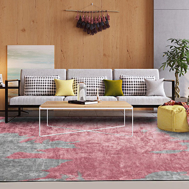 Contemporary Modern Rug in Pink and Grey Abstract Painting Pattern Rug Polyester Washable Carpet for Home Decoration Clearhalo 'Area Rug' 'Modern' 'Rugs' Rug' 1613901