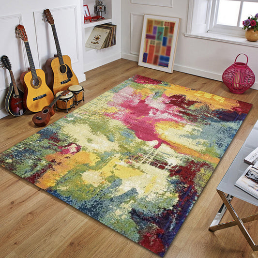 Colorful Bedroom Rug Modern Abstract Aquarelle Pattern Area Rug Polyester Machine Washable Carpet Yellow Clearhalo 'Area Rug' 'Modern' 'Rugs' Rug' 1613908