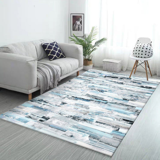 Simple Modern Rug in Blue and White Abstract Aquarelle Pattern Rug Polyester Washable Carpet for Home Decoration Clearhalo 'Area Rug' 'Modern' 'Rugs' Rug' 1613925
