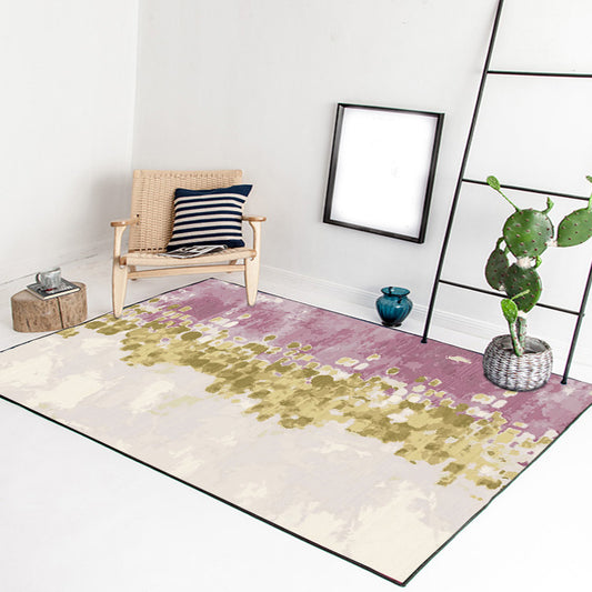 Ivory and Pink Bedroom Rug Modern Abstract Painting Pattern Area Rug Polyester Washable Carpet Pink Clearhalo 'Area Rug' 'Modern' 'Rugs' Rug' 1613932