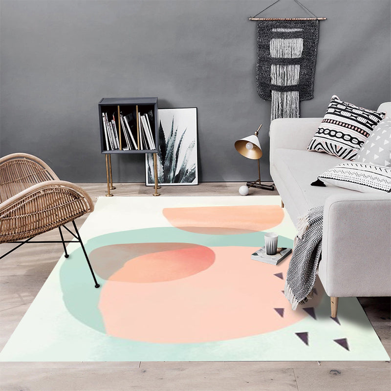 Novelty Living Room Rug in Orange and Green Colorblock Triangle Print Rug Polyester Washable Area Rug Light Orange Clearhalo 'Area Rug' 'Rug' 1614012