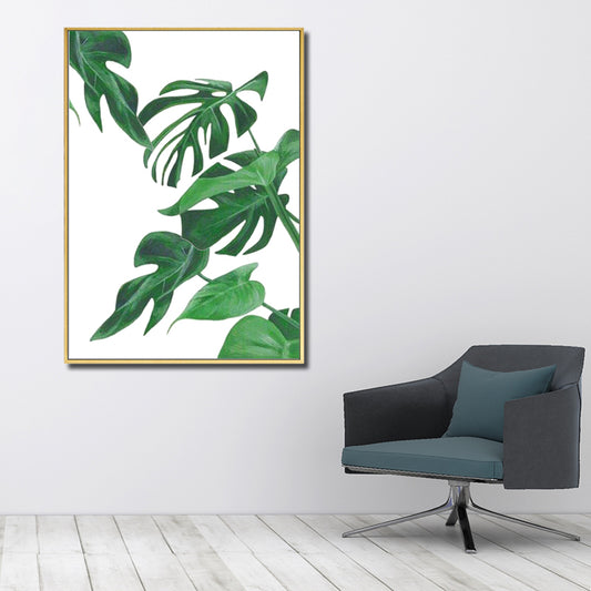 Green Tropical Wall Art Print Plant Leaves Canvas for Living Room, Textured Surface Green Clearhalo 'Art Gallery' 'Canvas Art' 'Coastal Art Gallery' 'Tropical' Arts' 1614028
