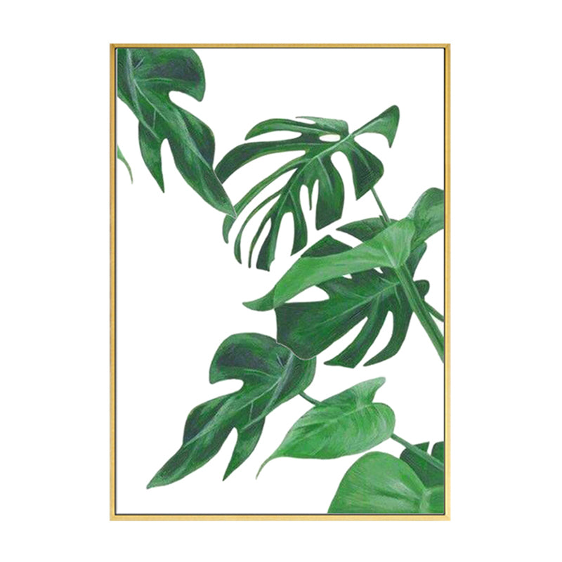 Green Tropical Wall Art Print Plant Leaves Canvas for Living Room, Textured Surface Clearhalo 'Art Gallery' 'Canvas Art' 'Coastal Art Gallery' 'Tropical' Arts' 1614031