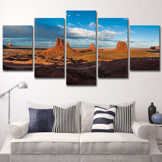 Multi-Piece Brown Canvas Modern Monument Valley Dusk View Wall Art Decor for Home Brown Clearhalo 'Art Gallery' 'Canvas Art' 'Contemporary Art Gallery' 'Modern' Arts' 1614061