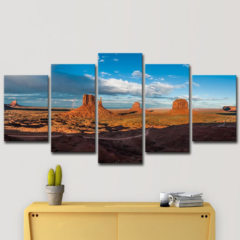 Multi-Piece Brown Canvas Modern Monument Valley Dusk View Wall Art Decor for Home Clearhalo 'Art Gallery' 'Canvas Art' 'Contemporary Art Gallery' 'Modern' Arts' 1614062
