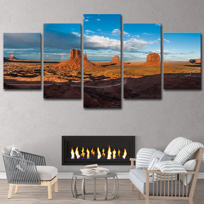 Multi-Piece Brown Canvas Modern Monument Valley Dusk View Wall Art Decor for Home Clearhalo 'Art Gallery' 'Canvas Art' 'Contemporary Art Gallery' 'Modern' Arts' 1614063