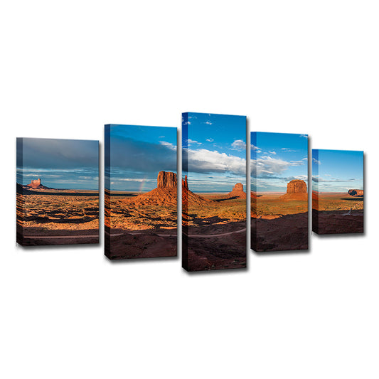 Multi-Piece Brown Canvas Modern Monument Valley Dusk View Wall Art Decor for Home Clearhalo 'Art Gallery' 'Canvas Art' 'Contemporary Art Gallery' 'Modern' Arts' 1614064