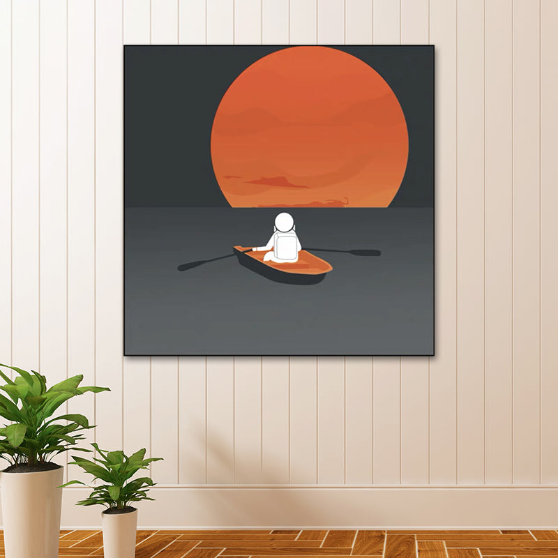 Universe Exploration Wall Art Print Dark Color Kids Style Canvas for Living Room Grey Clearhalo 'Art Gallery' 'Canvas Art' 'Kids' Arts' 1614082