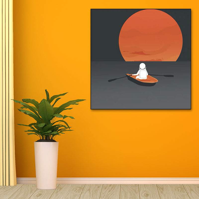 Universe Exploration Wall Art Print Dark Color Kids Style Canvas for Living Room Clearhalo 'Art Gallery' 'Canvas Art' 'Kids' Arts' 1614084