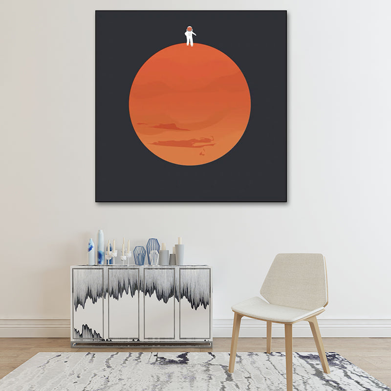 Universe Exploration Wall Art Print Dark Color Kids Style Canvas for Living Room Clearhalo 'Art Gallery' 'Canvas Art' 'Kids' Arts' 1614090