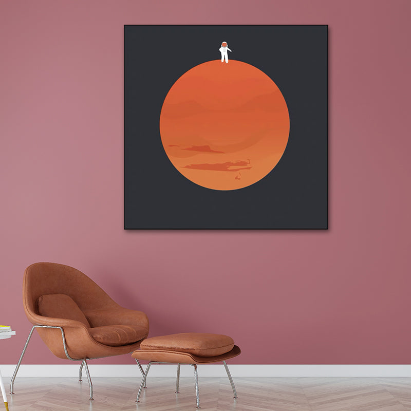 Universe Exploration Wall Art Print Dark Color Kids Style Canvas for Living Room Clearhalo 'Art Gallery' 'Canvas Art' 'Kids' Arts' 1614091