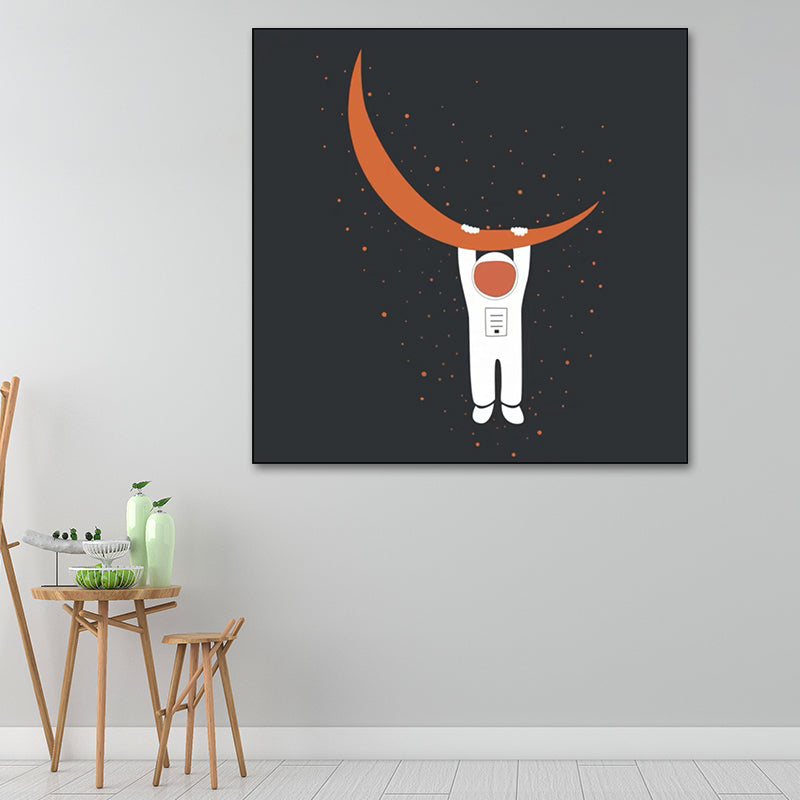 Universe Exploration Wall Art Print Dark Color Kids Style Canvas for Living Room Clearhalo 'Art Gallery' 'Canvas Art' 'Kids' Arts' 1614098