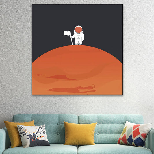 Universe Exploration Wall Art Print Dark Color Kids Style Canvas for Living Room Yellow Clearhalo 'Art Gallery' 'Canvas Art' 'Kids' Arts' 1614103