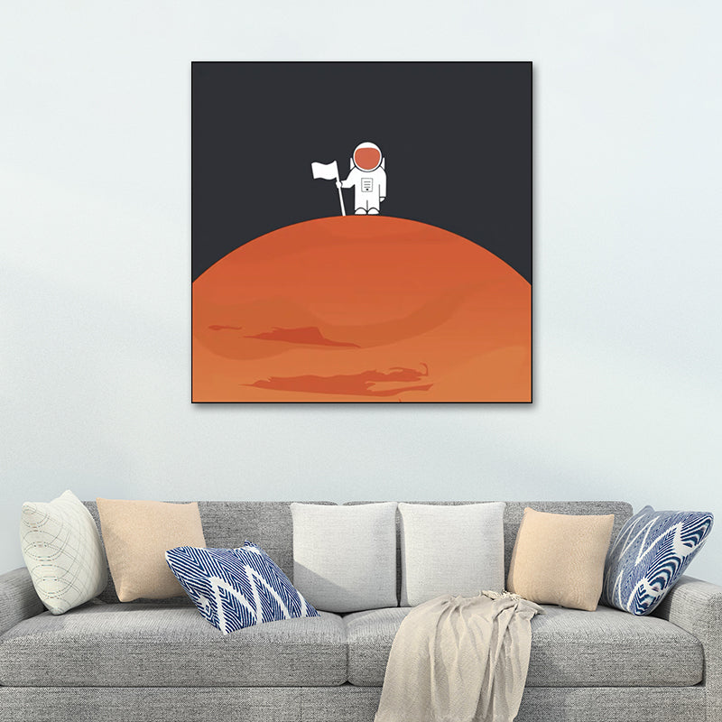 Universe Exploration Wall Art Print Dark Color Kids Style Canvas for Living Room Clearhalo 'Art Gallery' 'Canvas Art' 'Kids' Arts' 1614104