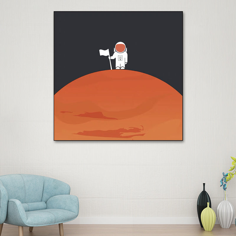 Universe Exploration Wall Art Print Dark Color Kids Style Canvas for Living Room Clearhalo 'Art Gallery' 'Canvas Art' 'Kids' Arts' 1614105