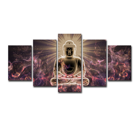 Glittering Buddhist Wall Art Print for Sitting Room Religious Canvas in Purple-Black Clearhalo 'Art Gallery' 'Canvas Art' 'Contemporary Art Gallery' 'Modern' Arts' 1614113