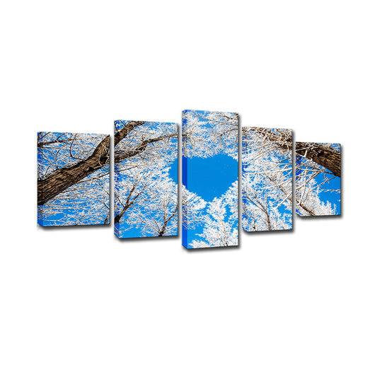 Nordic Winterscape Wandkunst Dekor Blau herzförmig
