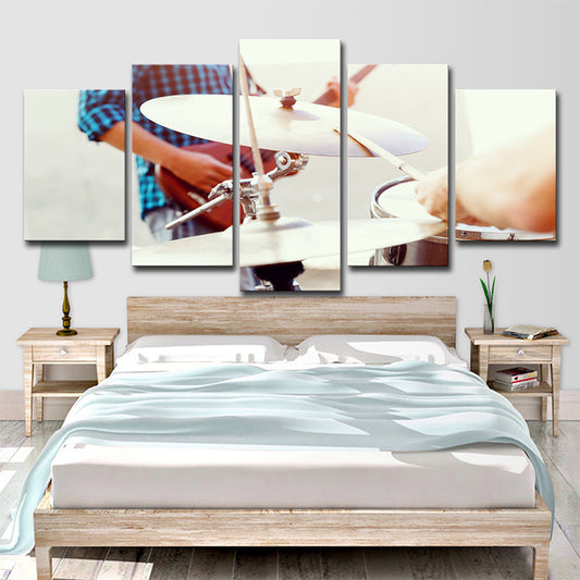 Modern Drum Beats Canvas Print White Musical Wall Art for Bedroom, Multi-Piece White Clearhalo 'Art Gallery' 'Canvas Art' 'Contemporary Art Gallery' 'Modern' Arts' 1614131