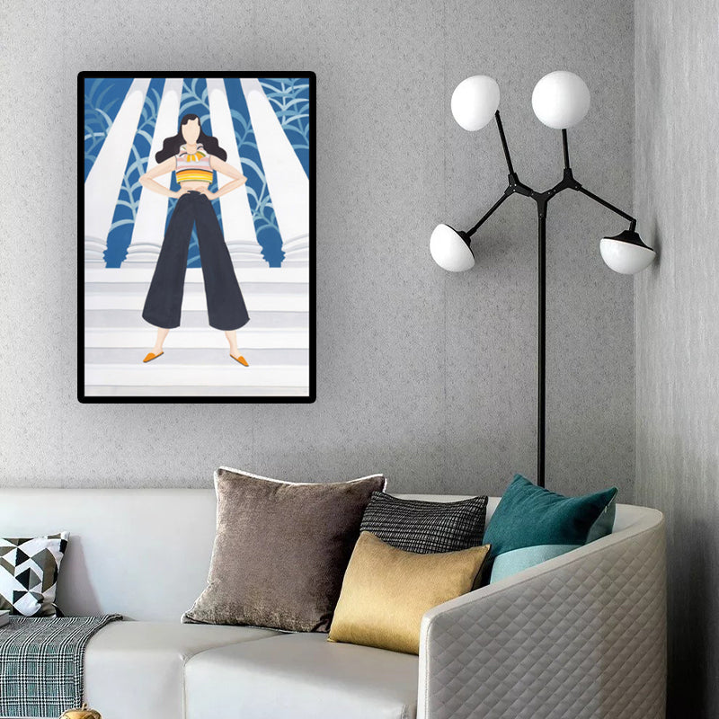 Green Nordic Wrapped Canvas Woman and Scenic Painting Wall Art Print for Bedroom Clearhalo 'Arts' 'Canvas Art' 1614140