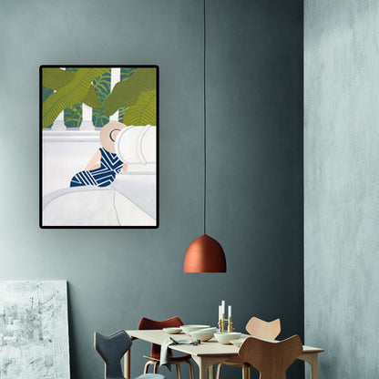 Green Nordic Wrapped Canvas Woman and Scenic Painting Wall Art Print for Bedroom Green Clearhalo 'Arts' 'Canvas Art' 1614145