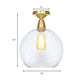 1 Light Spherical Semi Flush Light Brass Industrial Clear/Amber Glass Ceiling Mount, 8"/10"/12" Wide Clearhalo 'Ceiling Lights' 'Close To Ceiling Lights' 'Close to ceiling' 'Glass shade' 'Glass' 'Semi-flushmount' Lighting' 161415