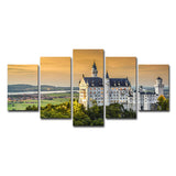 Modern Mansion Sunset Landscape Art Print White Multi-Piece Canvas for Living Room Clearhalo 'Art Gallery' 'Canvas Art' 'Contemporary Art Gallery' 'Modern' Arts' 1614162