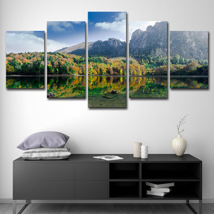 Austria Natural Landscape Wall Decor Dark Green Modern Canvas Wall Art for House Dark Green Clearhalo 'Art Gallery' 'Canvas Art' 'Contemporary Art Gallery' 'Modern' Arts' 1614166
