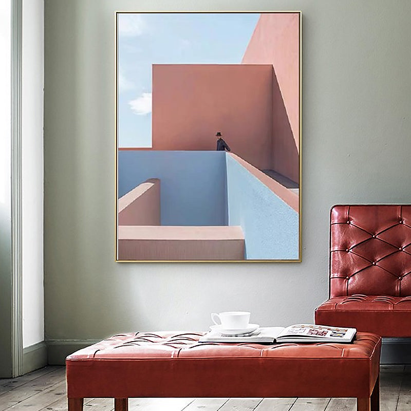 Pastel Color Architecture Wall Art Abstract Modern Style Textured Wrapped Canvas Clearhalo 'Art Gallery' 'Canvas Art' 'Contemporary Art Gallery' 'Modern' Arts' 1614174
