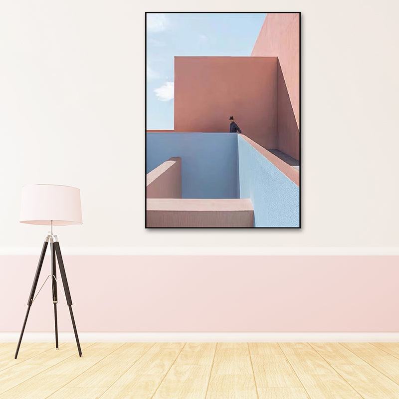 Pastel Color Architecture Wall Art Abstract Modern Style Textured Wrapped Canvas Clearhalo 'Art Gallery' 'Canvas Art' 'Contemporary Art Gallery' 'Modern' Arts' 1614175