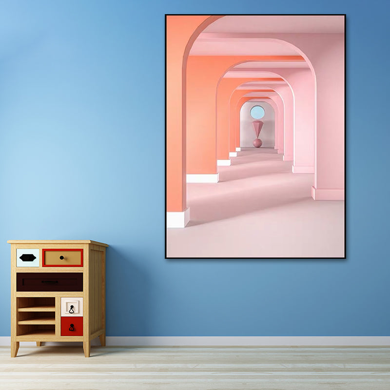 Pastel Color Architecture Wall Art Abstract Modern Style Textured Wrapped Canvas Orange Clearhalo 'Art Gallery' 'Canvas Art' 'Contemporary Art Gallery' 'Modern' Arts' 1614187