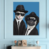 Funky Dog Boy Canvas Art for Teen Room Pet Print Wall Decor in Dark Color, Textured Clearhalo 'Art Gallery' 'Canvas Art' 'Kids' Arts' 1614209