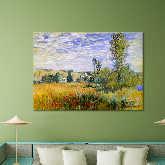 Pastel Color Outskirt Scenery Painting Textured Surface Wall Art for Bedroom Yellow Clearhalo 'Art Gallery' 'Canvas Art' 'Contemporary Art Gallery' 'Modern' Arts' 1614229