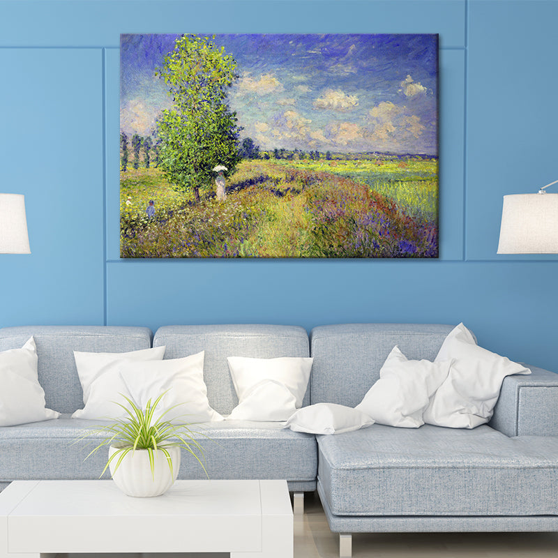 Pastel Color Outskirt Scenery Painting Textured Surface Wall Art for Bedroom Clearhalo 'Art Gallery' 'Canvas Art' 'Contemporary Art Gallery' 'Modern' Arts' 1614237