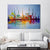 Skyscrapers Painting Contemporary Stunning Cityscape Wall Art Print in Orange-Blue Orange 24" x 31" Clearhalo 'Art Gallery' 'Canvas Art' 'Contemporary Art Gallery' 'Modern' Arts' 1614243