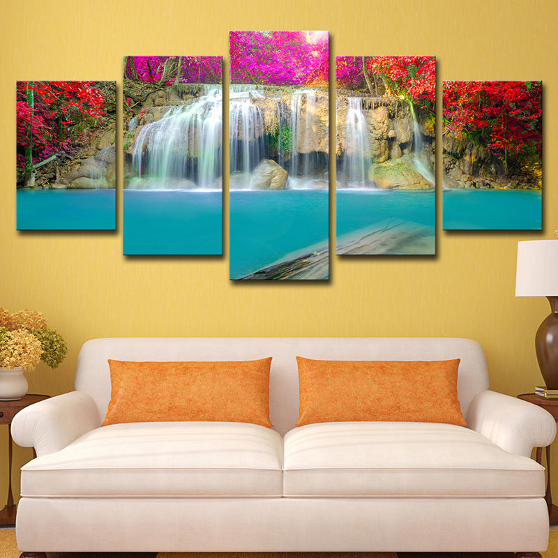 Cascade with Flower Blossom Canvas Modern Multi-Piece Girls Bedroom Wall Art Decor Clearhalo 'Art Gallery' 'Canvas Art' 'Contemporary Art Gallery' 'Modern' Arts' 1614250